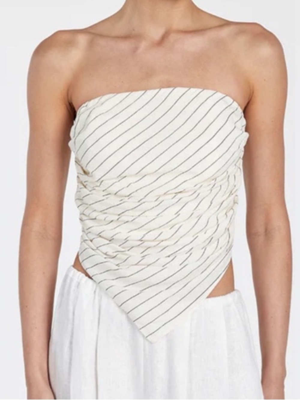 DISSH Strapless Handkerchief Hem top Ace Stripe Scarf Top Summer Resortwear XS